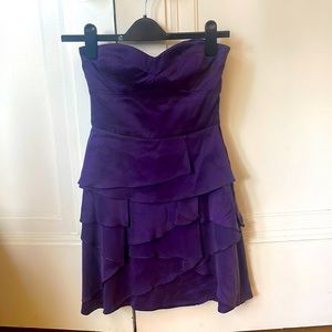 Purple strapless silk ruffle dress Twelfth Street by Cynthia Vincent XS